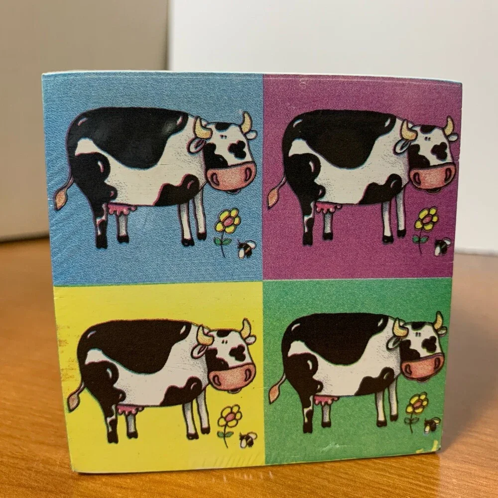 Vintage On A Lark Sticky Memo Cube Holstein Cows‎  3”x3”x3”